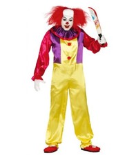 COSTUME CON PARRUCA IT CLOWN ASSASSINO CARNEVALE HALLOWEEN VESTITO ADULTO 