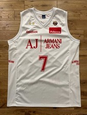 Canotta Basket Match Worn Olimpia Milano Armani Basketball Jersey Euroleague Nba
