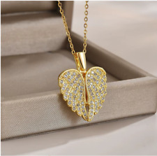 COLLANA CUORE ALI D' ANGELO PERSONALIZZABILE CON NOME DONNA IN ACCIAIO INOX