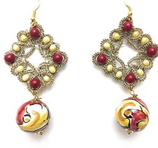 orecchini al chiacchierino artigianali in Ceramica dipinti fatti a mano 