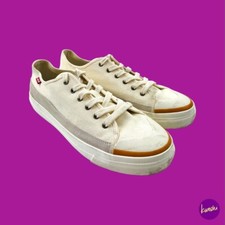 LEVI'S Sneakers basse quadrate da uomo, dettagli accento scamosciato, ecrù, UK 10/EU 44