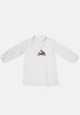 Grembiule Asilo Bambino Scuola Materna Bianco Ricamato con Colletto Staccabile