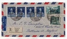 Trieste A - Volta Lire 50 rara affrancatura via aerea per gli USA