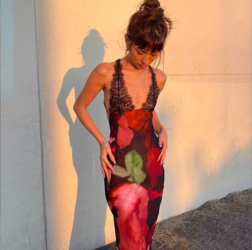 Abito lungo slip - , pizzo
