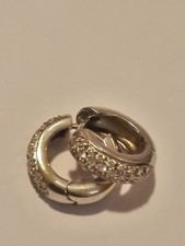 cerchi orecchini donna oro bianco 750 tondi lisci bombati con brillanti vintage