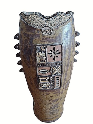 Vaso alto etnico - in, terracotta