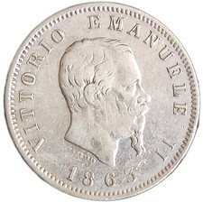Italia 1 lira 1863 argento