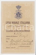 1911 LEGA NAVALE ITALIANA FIRENZE - Tessera don Camillo RUSPOLI DI BOADILLA