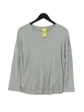 Top donna Oysho S grigio 100% cotone manica lunga girocollo basic