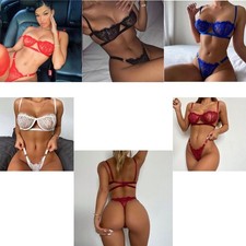 Completo intimo da per donna sexy reggiseno perizoma pizzo lingerie completino