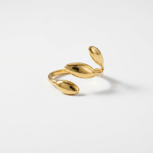 Anello oro tripla - , foglia