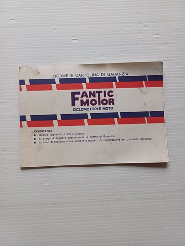 Fantic motor libretto - fantic, garanzia