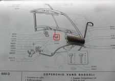 Molla per staffa cofano anteriore cod. 865178 Fiat 600 D Fiat 1100 D