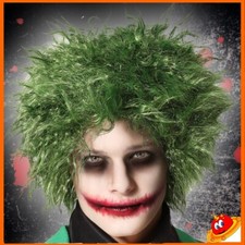 TRAVESTIMENTO CARNEVALE HALLOWEEN PARRUCCA VERDE CLOWN GIULLARE JOKER