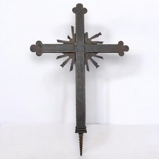 ANTICA CROCE IN FERRO BATTUTO FORGIATO CON RAGGIERA 1600 XVII sec