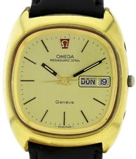 Omega Geneve MegaQuartz 32KHz Day Date Vintage Orologio Uomo Placcato Oro 38x37mm 