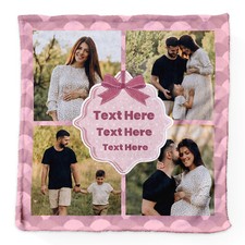 Coperta Baby Di Lusso Extra Morbida Personalizzata Con Fiocco Rosa - 75cm X 75cm