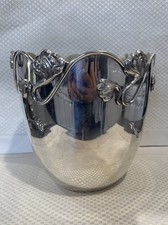 Vintage EPNS Silver plated Wine/ Ice Bucket. Ornate Floral Rim. Heavy Barware.