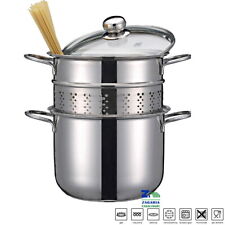 PENTOLA CON SCOLAPASTA IN ACCIAIO INOX CM 22 CON COPERCHIO IN VETRO BELLAVISTA