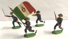 Lotto 4 Soldatini in Piombo Bersaglieri in Corsa - Altezza 4 Cm