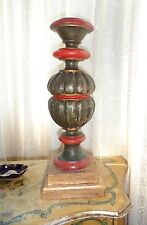 800'-MAGNIFICA COLONNA IN LEGNO LACCATA E CON BASE DORATA A FOGLIA ORO-LAMPADA