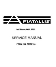 Manuale Riparazione Per FiatAllis 14C Cingolato Dozer (Con Motore 8205 Consegnato Oggi
