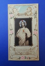 Santino HolyCard dipinto a mano con collage 1945 Sacro Cuore di Gesù
