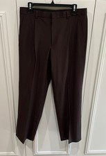 Goldwin Pantalone Uomo Marrone Vestito Performance Taglia 32 Singola Pieghe Elasticizzato Classico