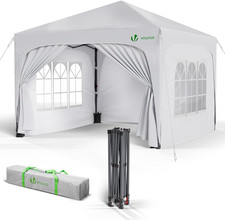 ® Gazebo Pieghevole 3X3M Impermeabile, Tenda Esterno Resistente Con 4 Pareti Lat