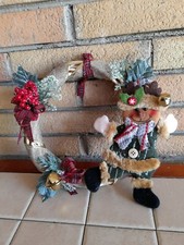 Ghirlanda Corona natalizia fuori porta con renna Artigianale Fatto A Mano