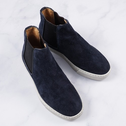 Santoni navy blue calf suede - navy,