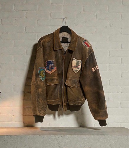 Avirex pelle patch giacca - avirex,