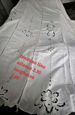 Tenda grande Misto Lino Intaglio Ricamata a Mano Bianco H. 2.95