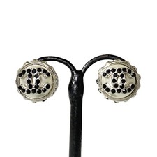 Orecchini CHANEL Cocomark argento pietra nera accessorio donna autentico