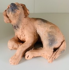 Unusual Studio Clay Dog Lay