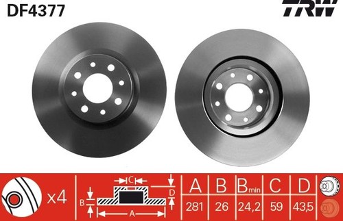 Disco freno trw df4377 alfa - freno,