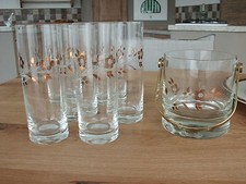  Servizio bicchieri whisky cestello portaghiaccio cristallo inciso oro zecchino