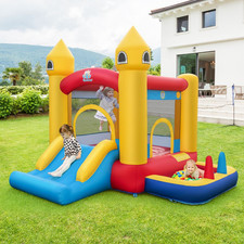 Castello Gonfiabile Bambini Scivolo Canestro Compressore Salto Esterno CW