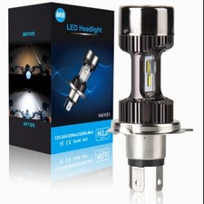 LAMPADINA H4 LED ALTA LUMINOSITÀ LUCE BIANCA 6000K PER FARI MOTO 12V