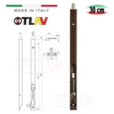 CATENACCIO A LEVA 30 cm PALETTO BRONZATO A INCASSO X PORTA PORTONE LEGNO INFISSI