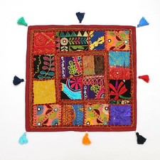 Copricuscino etnico indiano fatto a mano decorazione casa federe divano patch...