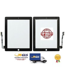 VETRO TOUCH SCREEN DI RICAMBIO PER APPLE IPAD 3 NERO A1430 A1416 NO TASTO NO BIA