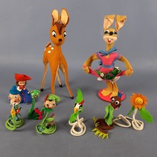 Lotto Pupazzi Panno Lenci Coniglio Cervo Personaggi A Molla Vintage 1960