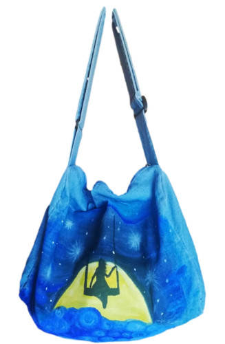 Borsa jeans dipinta mano - di,