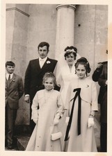 B5 - Foto Photo Fotografia Anni 70 - Coppia Sposi con Damigelle Matrimonio