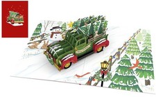 Biglietto d'auguri Origamo Camioncino con albero di Natale 3D