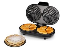 Piastra Waffle Doppia 1200W Antiaderente Cuore Acciaio Inox Macchina Cialde