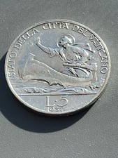 1937 Vatican Silver 5 Lire