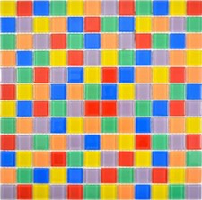 Mosaico Mattone cristallo trasparente bagno parete colorato 63-1234_f |10 foglie