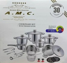Set di Pentole Professionali A.M.C. Acciaio Inox con Coperchi Thermo Knob –...